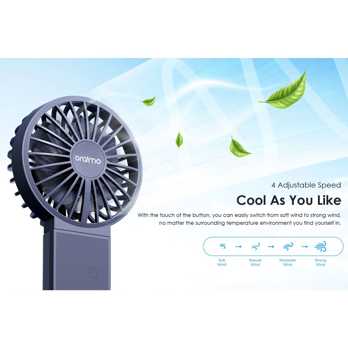 SmartHandheld Fan 4 Adjustable Speed Foldable And Carabiner