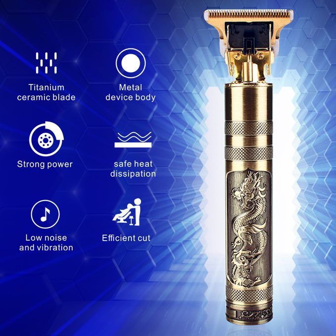 Rechargeable Wireless Hair Clipper Bronze Dragon Phoenix Three-piece Set