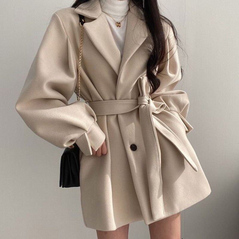 Female Trench Coats Korean Style Single Button Fashionable Windbreaker 2022 New Slim Long Sleeves Autumn Winter Women Outerwear
