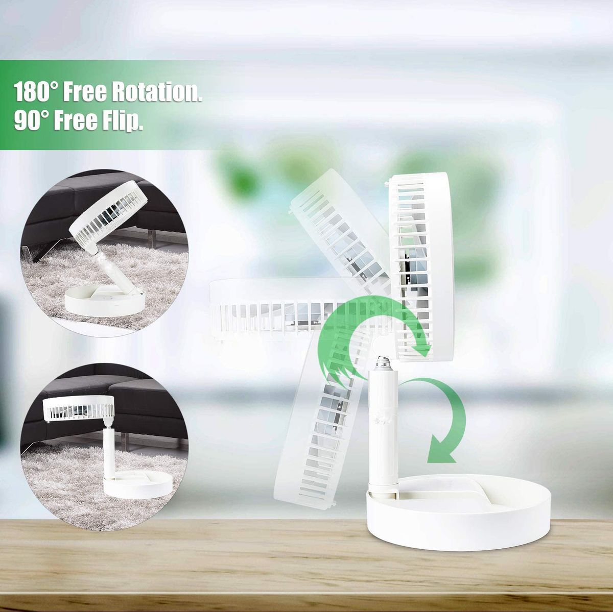 Mini Foldable Telescopic Desktop Electric Fan 3 Speed Mute