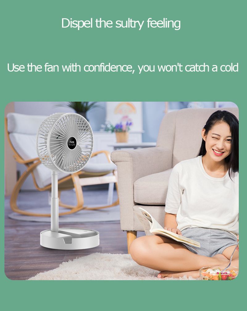 Mini Foldable Telescopic Desktop Electric Fan 3 Speed Mute