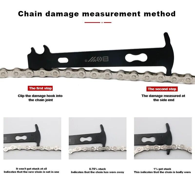 Bicycle Chain Wear Indicator Chain Gauge Checker Cycling Chain Checker Portable Steel Bike Repair Tool MTB Road Bike Accessories
