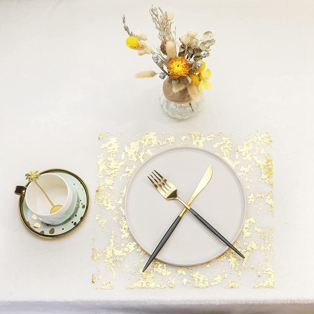 Table Runner, Sparkling Polyester Tulle Ribbon Roll with Gold Foil,Birthday Party Wedding Christmas Decor 28cmx5M