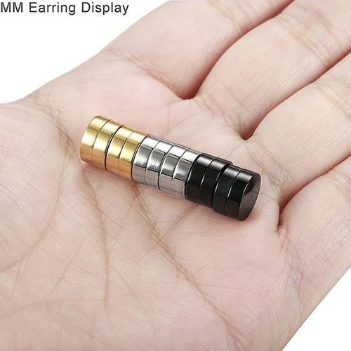 6 Pcs Magnetic Earrings  Black Gold Silver Titanium Steel Mens Women Trendy Round Clip Ear Stud For Men Magnetic Magic Unisex