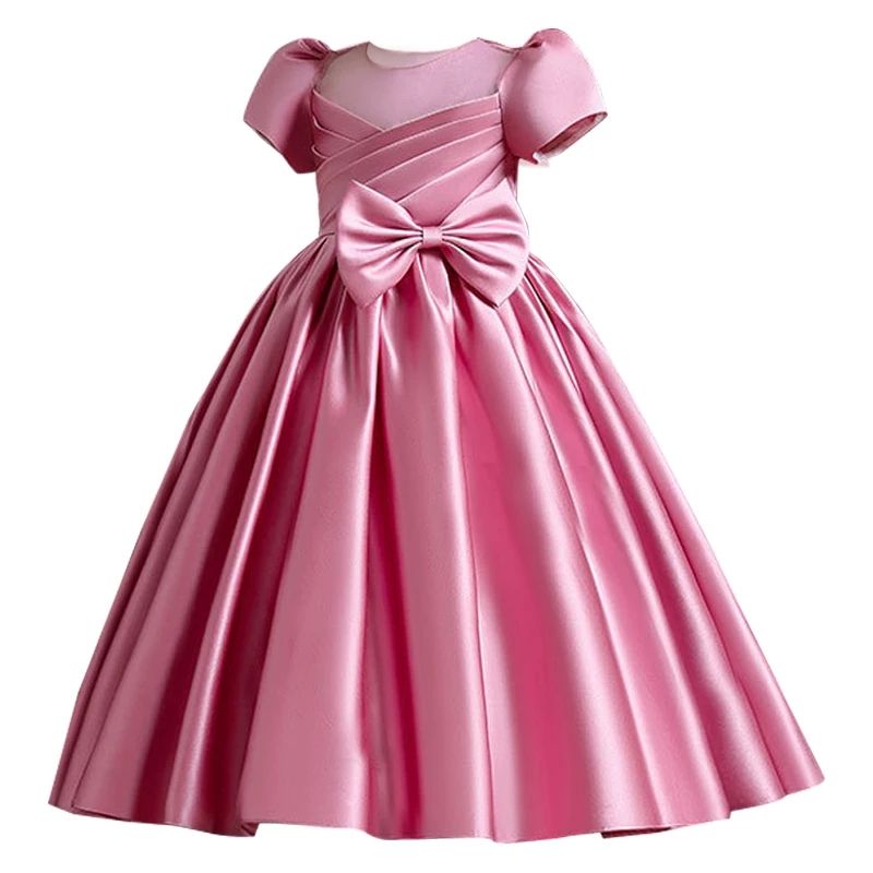 GIRL UNIQUE CHEST PLEAT BALL GOWN - PINK - G87
