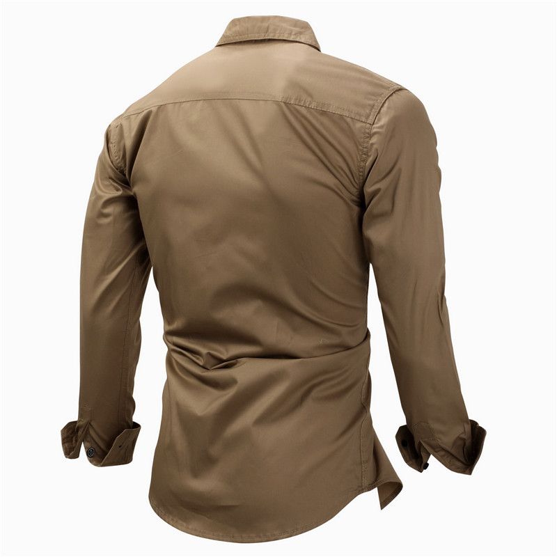 Men's Long Sleeve Casual Field Shirt - Brown