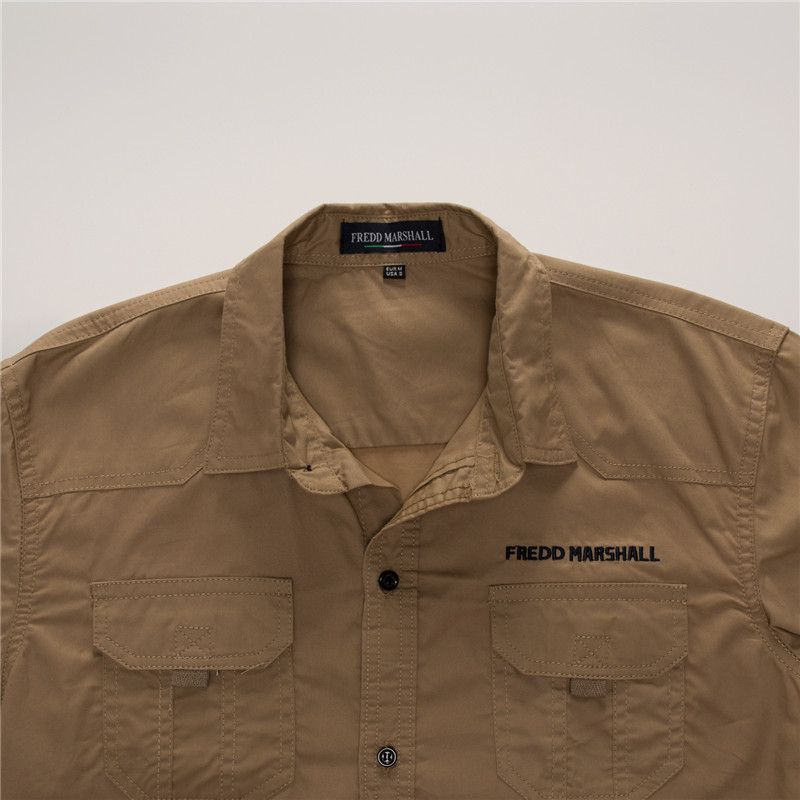 Men's Long Sleeve Casual Field Shirt - Brown