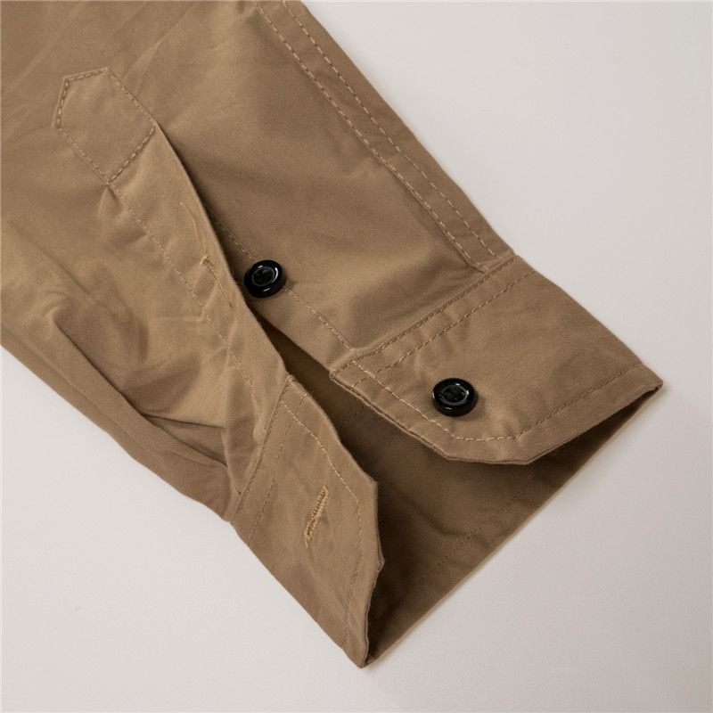 Men's Long Sleeve Casual Field Shirt - Brown