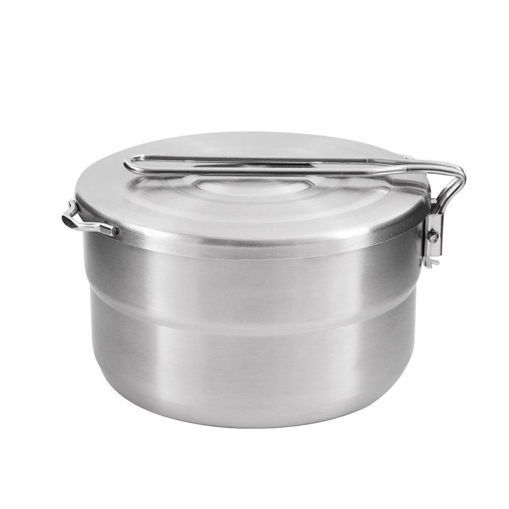 1.5L Stainless Steel Lunch Case with Storage Bag Camping Pot for Backpacking Hikiing Fishing