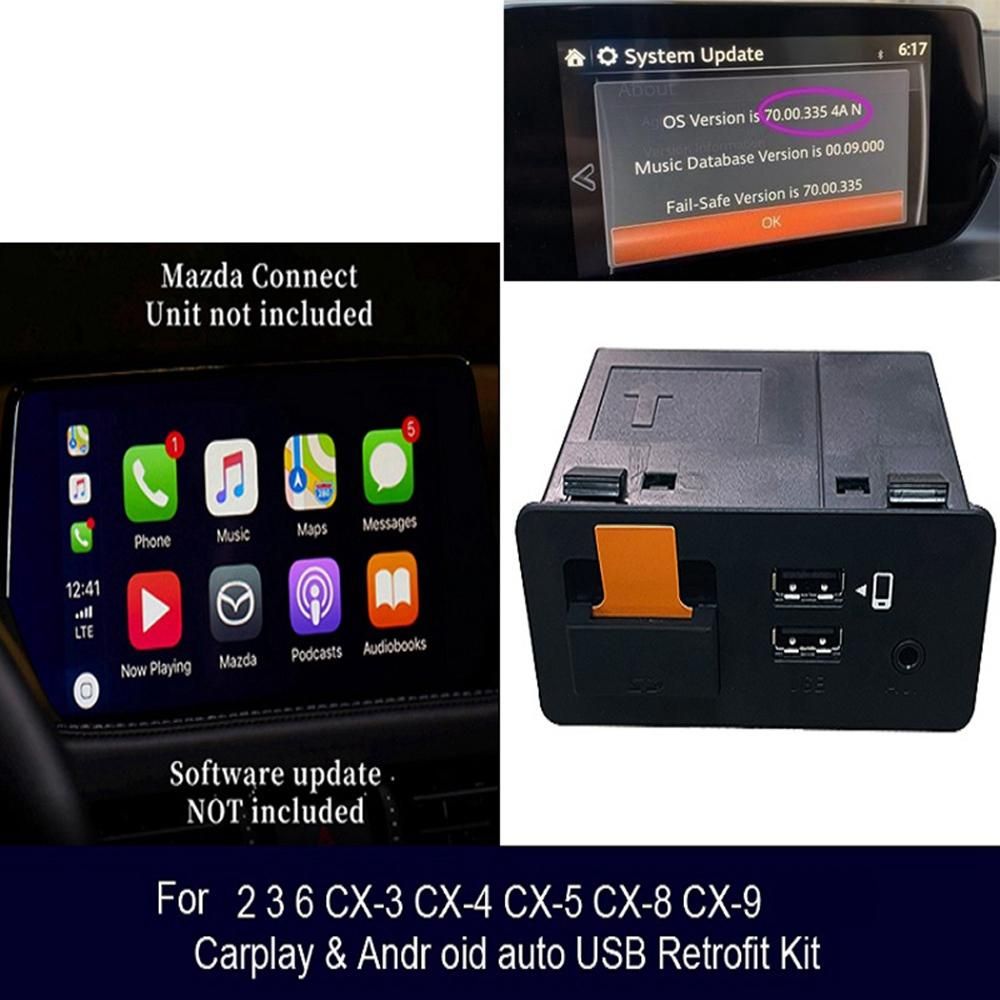 Auto USB Adapter Hub Apple-CarPlay Android TK78-66-9U0C for Mazda 3 6 2 Mazda CX5 CX3 CX9 Miata MX5 Toyota Yaris