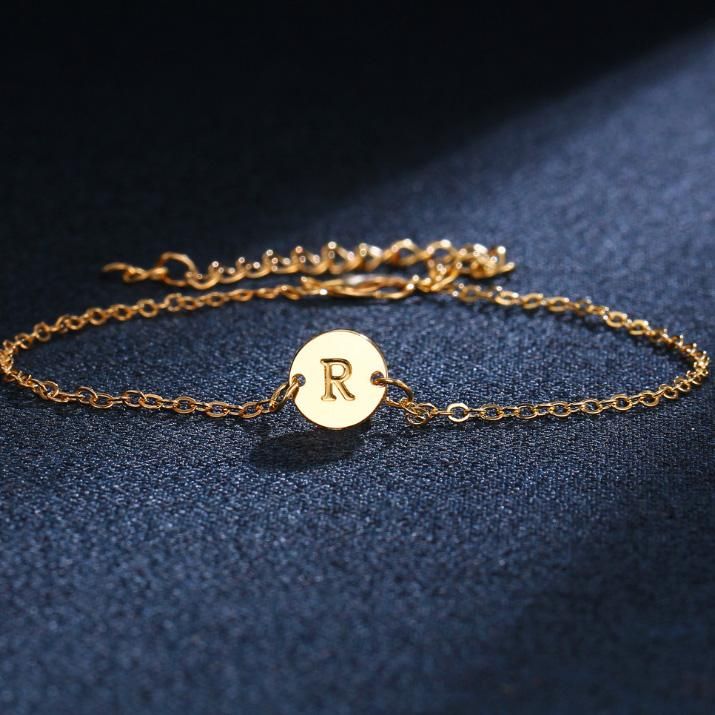 New Fashion Women Bracelet Gold Color Alloy Letter Charm