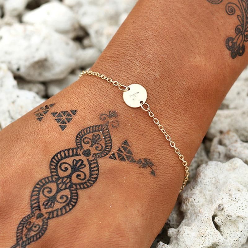 New Fashion Women Bracelet Gold Color Alloy Letter Charm