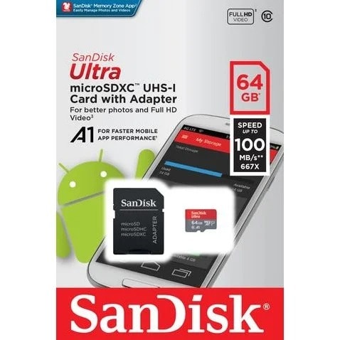 64GB - Ultra Microsd 100mb/s Speed Memory Card