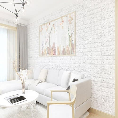 Self Adhesive Brick Wallpaper Sticker -White 70x77cm