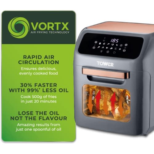 Digital Air Fryer Oven - 12l - 1800w - Grey And Rose Gold