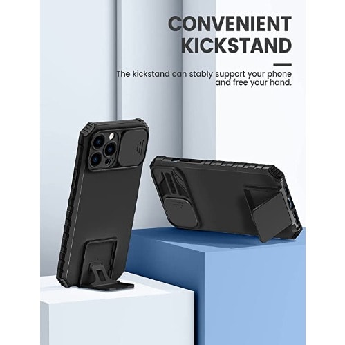 Case With Slide Camera Cover & kickstand Heavy Duty Protection For iPhone 13 Pro Max