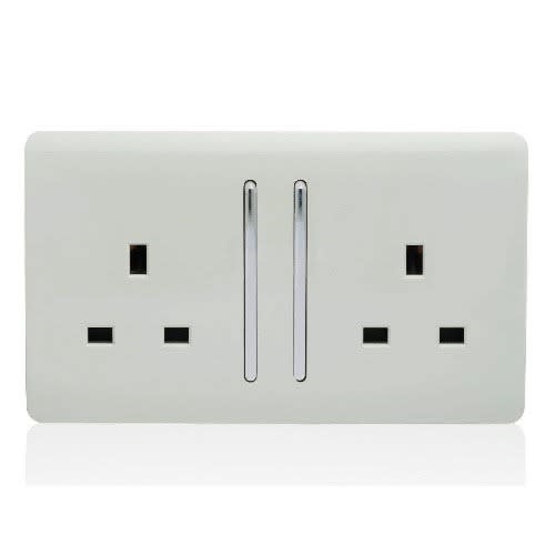 13amp Double Slim Button Socket