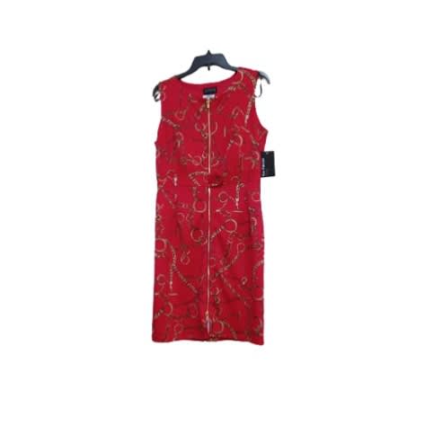 Midi Red Gown With Gold Chain Zipper Design
