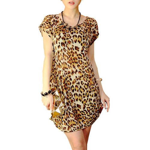 Ladies Leopard Print Ice Silk Blouse