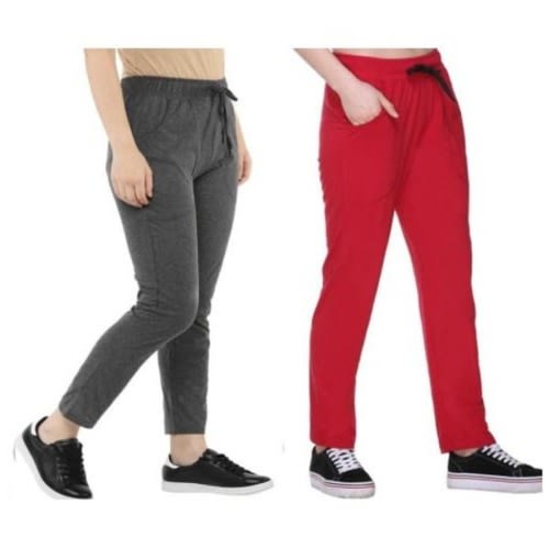 Ladies Joggers - 2 In 1 - Red & Grey