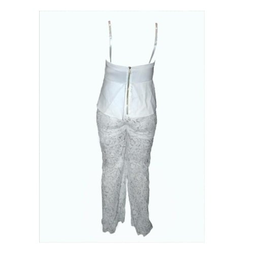 Spaghetti Straps Lace Peplum Jumpsuit - White