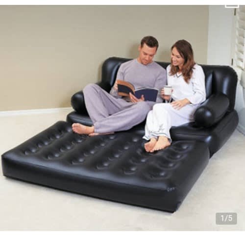 5-In-1 Inflatable Double Sofa Chair And Bed