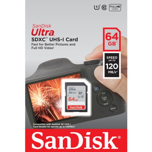 64gb Ultra Sd Sdhc Sdxc Class 10 Memory Card 120mb/s