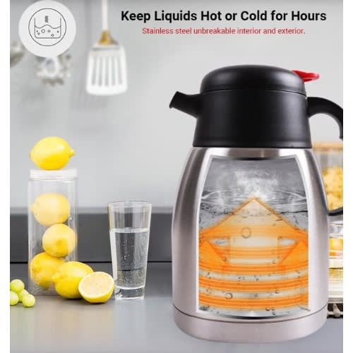 2L Stainless Steel Vacuum Flask Hot & Cold Tea Coffee Insulated Dispenser Air Pot
