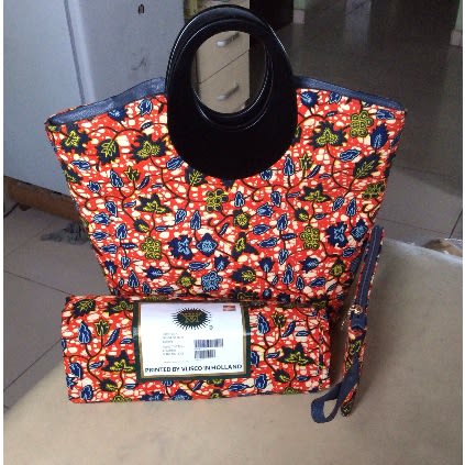 16" Dutch wax Print Handbag & Free 6 Yards Matching Fabric