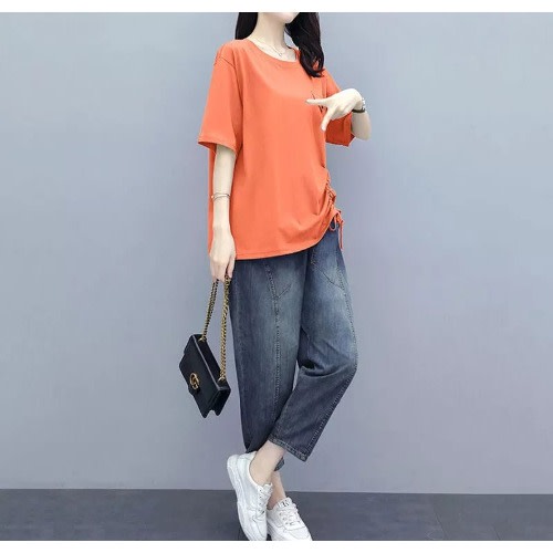 Side Ruched  Top- Orange