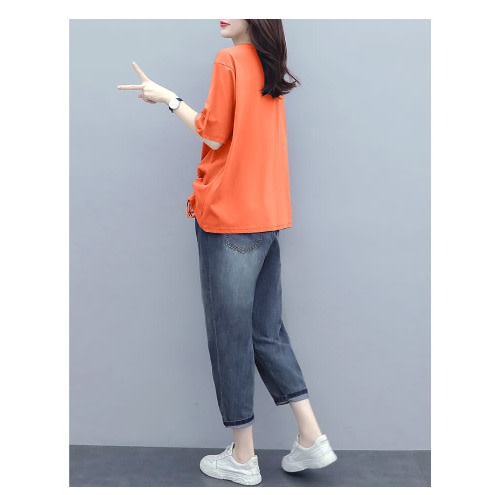 Side Ruched  Top- Orange