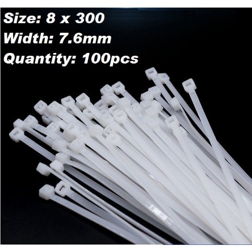 Nylon Cable Zip Ties - 100pcs - 8 X 300