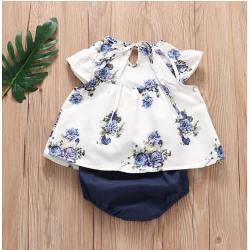 White Flower Girl Dress And Pant Set