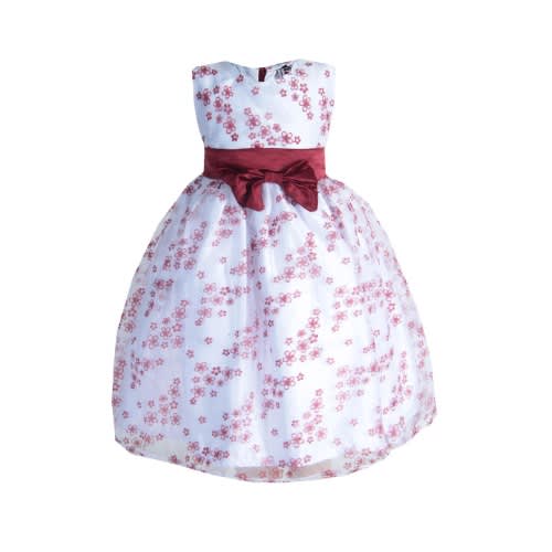 Baby Girls' Organza Dress - Wine & White