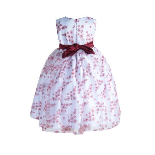 Baby Girls' Organza Dress - Wine & White