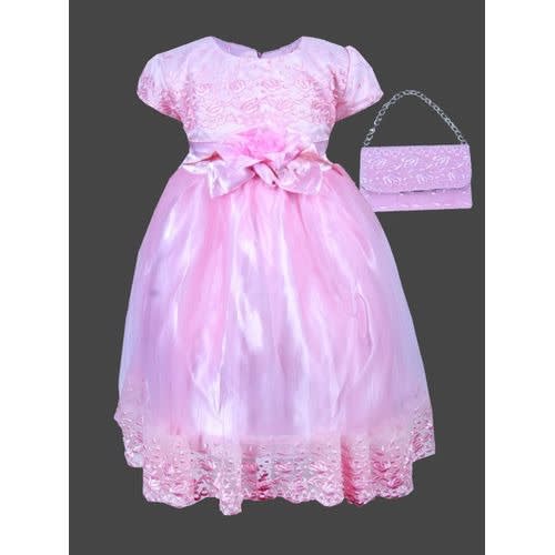 Baby Girls' Lace & Turtle With Hand Bag  Dress - Pink