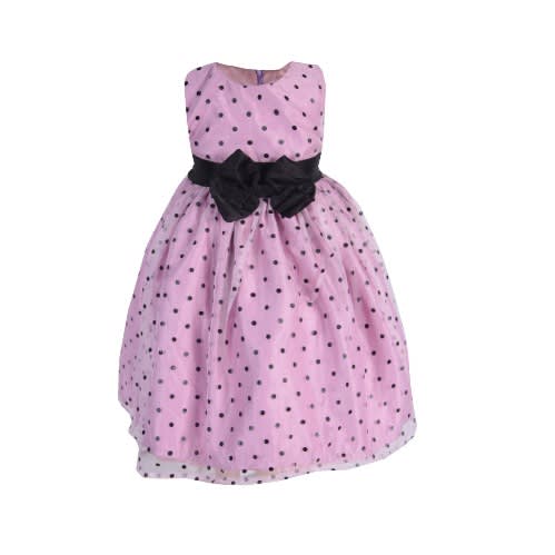 Baby Girls' Turtle  Poka Dot Organza Dress - Black & Lilac