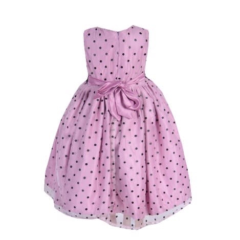 Baby Girls' Turtle  Poka Dot Organza Dress - Black & Lilac