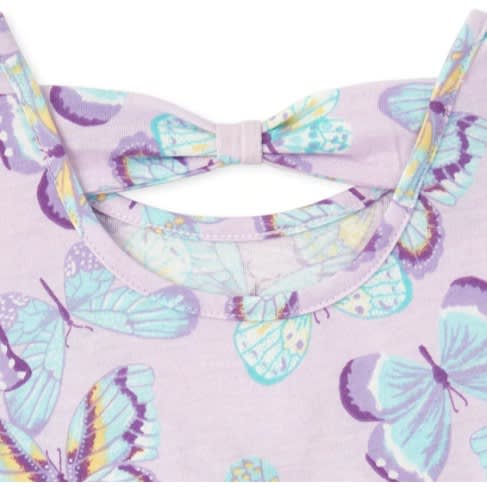 Toddler Girls Butterfly Bow Back Knit Dress- Lilac Purple