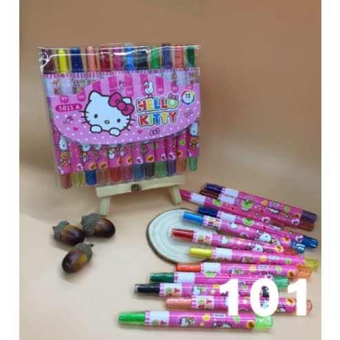 Kids 12 Piece Rotating Crayon - Hello Kitty - 1 Pack