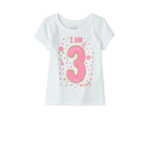 Girl's I Am 3 Sparkles Glittering Birthday Hat Princess Top