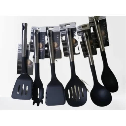 Non Stick Spoon Set -6 Pieces - Silver Handle