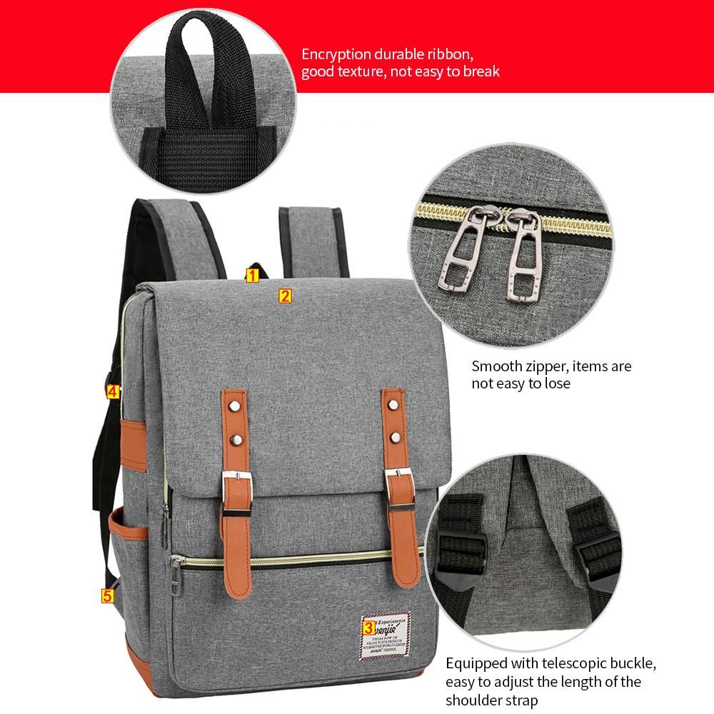 Large Capacity Computer Backpack Fashion Business Bag Outdoor Leisure Travel Bag Set with External USB Port Grey