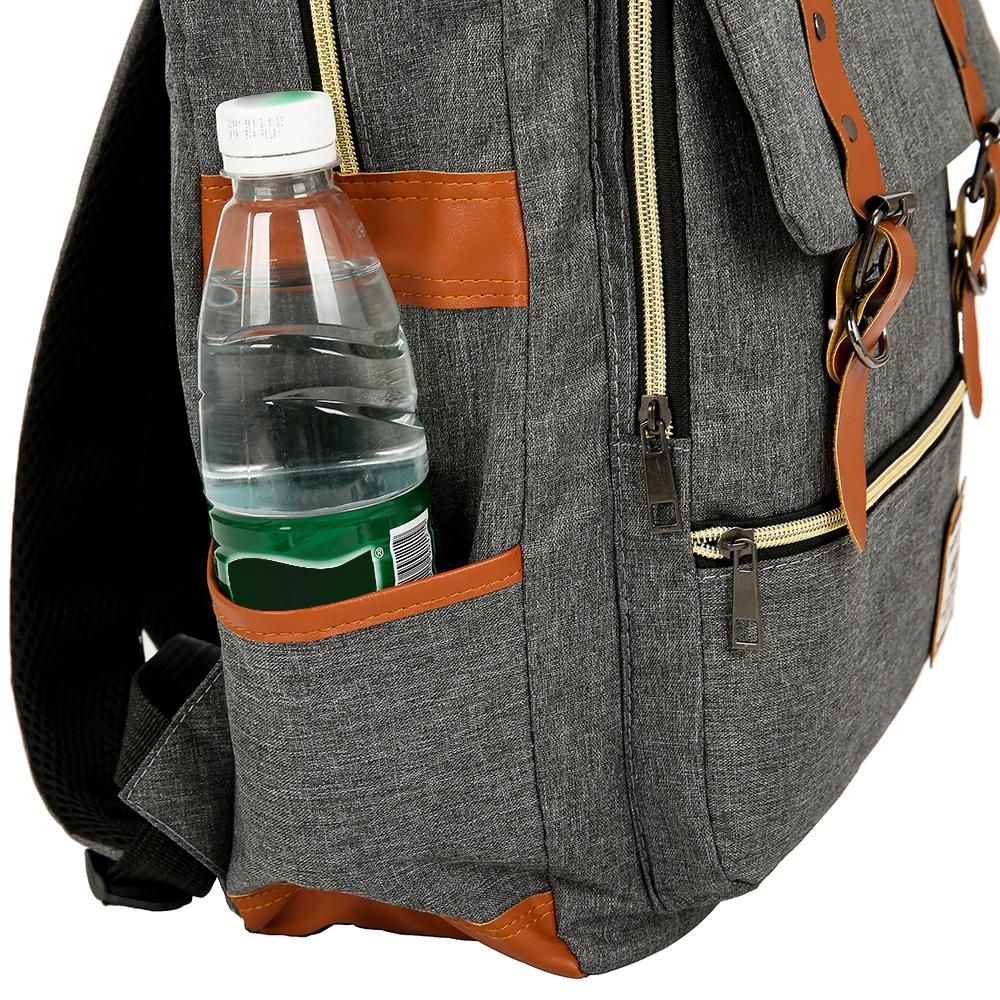 Large Capacity Computer Backpack Fashion Business Bag Outdoor Leisure Travel Bag Set with External USB Port Grey