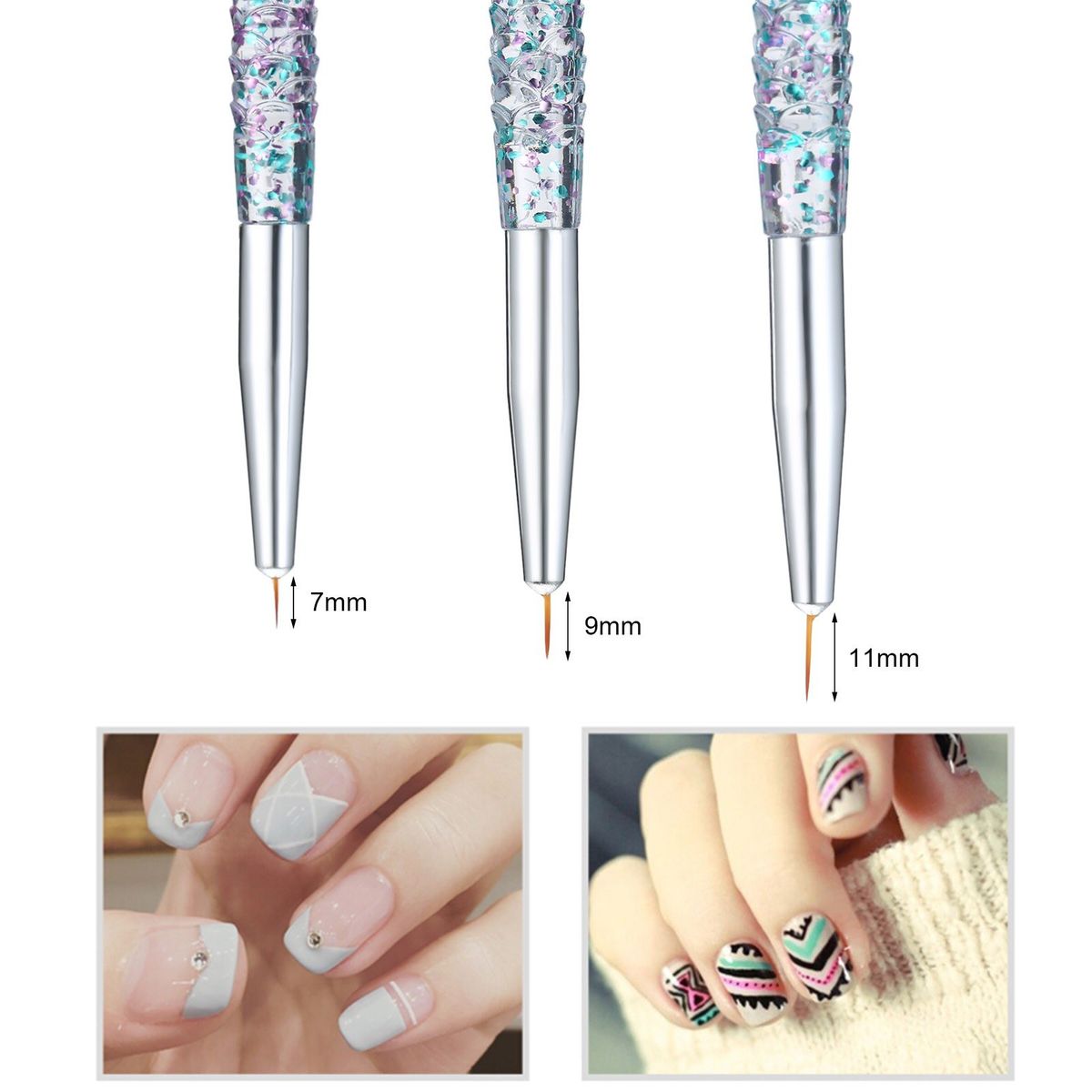 3pcs Nail Liner Pen Kit For Drawing Lines Details Stripes