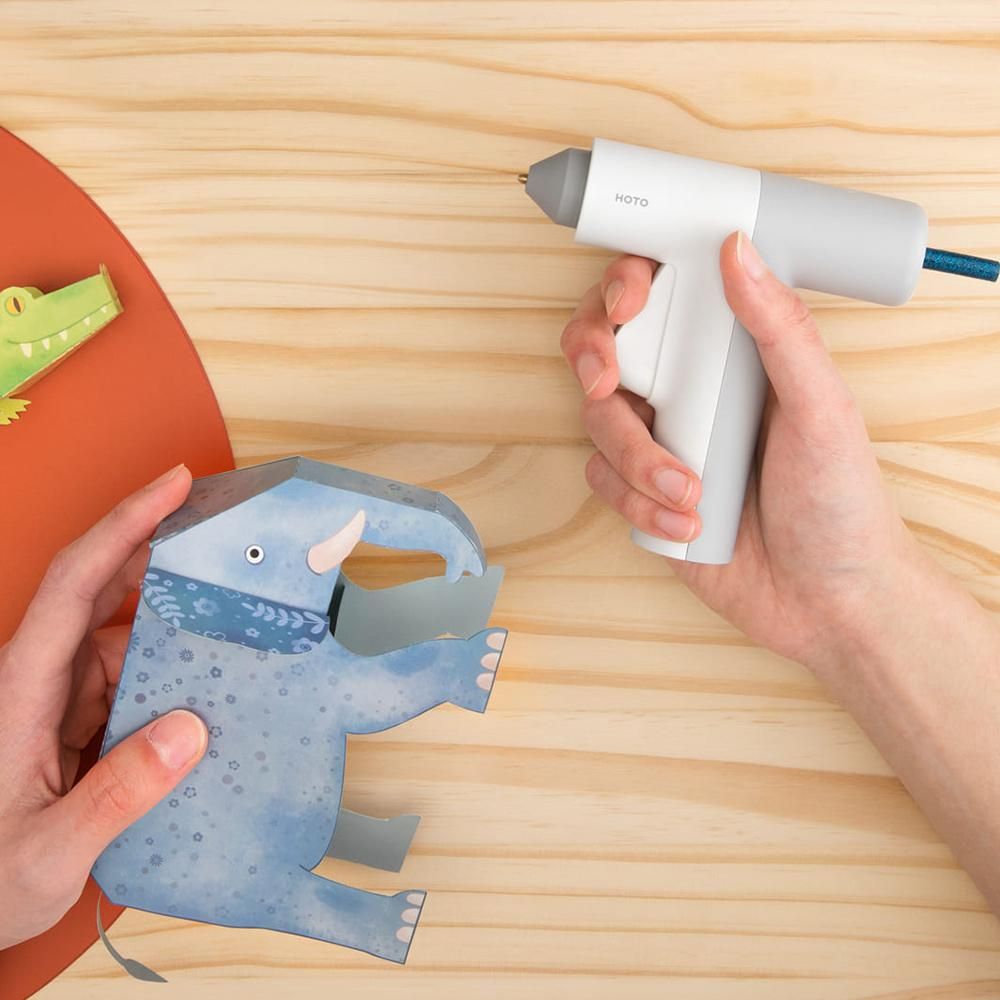 HOTO Hot Glue Gun Cordless Mini Stand-Up Hot Melt Glue Gun Kit with 10pcs Glue Sticks/2000mAh Battery/Removable Anti-hot Cover for DIY Small Craft Projects and Home Quick Repairs