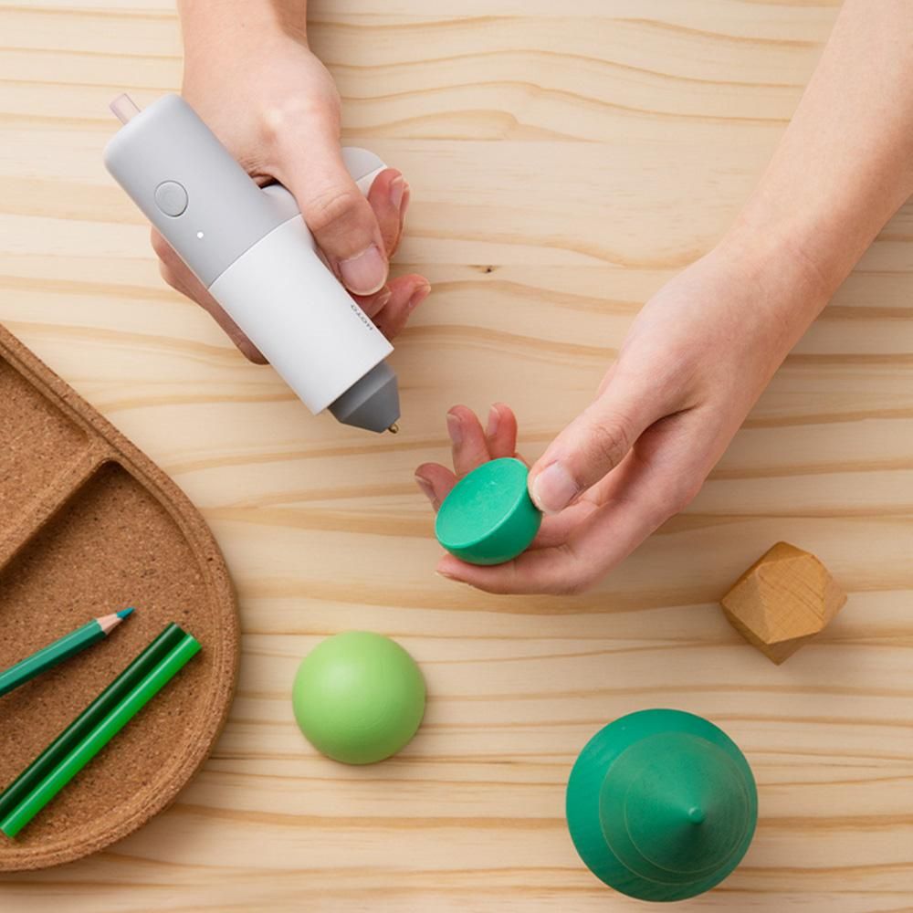 HOTO Hot Glue Gun Cordless Mini Stand-Up Hot Melt Glue Gun Kit with 10pcs Glue Sticks/2000mAh Battery/Removable Anti-hot Cover for DIY Small Craft Projects and Home Quick Repairs