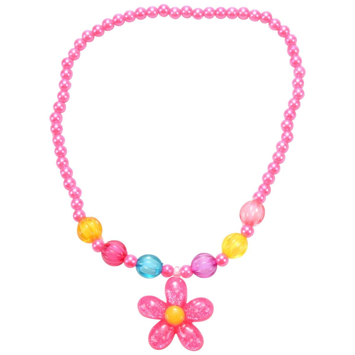 4pcs LovelyGirls Kids Beaded Flower Neck Bracelet Rings Earrings Jewelry Set Children Party Gift
