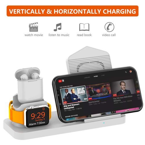 10W Qi Wireless Charger For IPhone XS XR X8 For Watch 4 3 2 For Earbuds Fast Charging Holder Dock Pad For Samsung S9 S10E(Black USB)