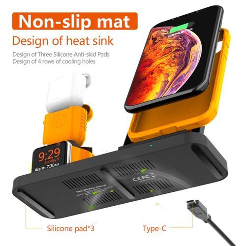 10W Qi Wireless Charger For IPhone XS XR X8 For Watch 4 3 2 For Earbuds Fast Charging Holder Dock Pad For Samsung S9 S10E(Black USB)
